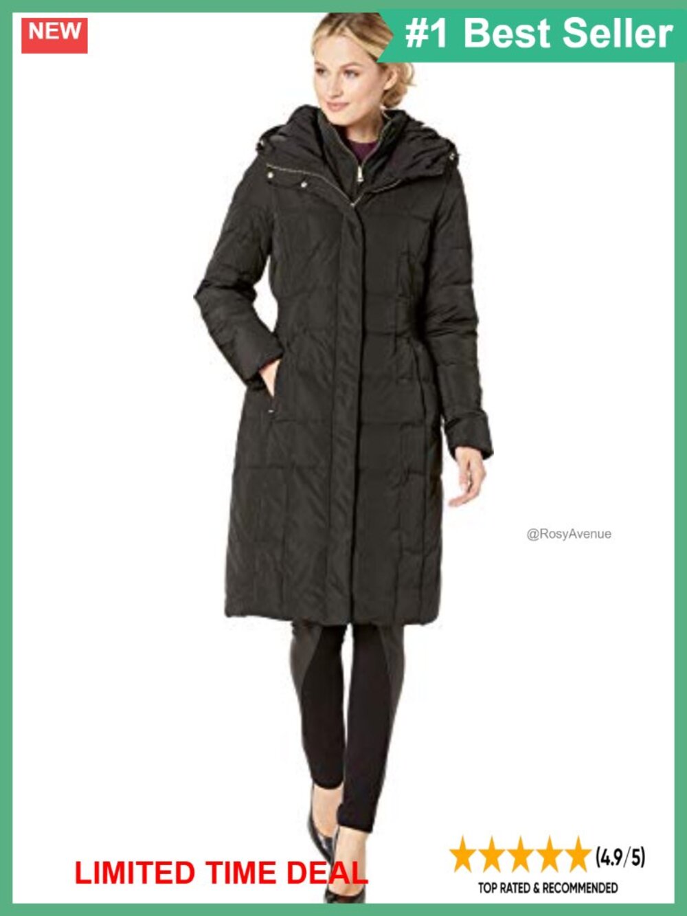 Women's Long Quilted Puffer Down Coat Knee Length Hooded Winter Jacket